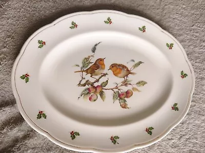 Buy JOHNSON BROTHERS 13 1/4  X 10 1/4 Christmas Robins Oval Serving Plate  • 17£