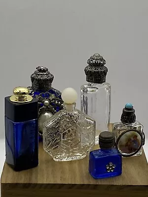 Buy Vintage Job Lot 6 Miniature Perfume Bottles Including Blue Glass And French • 18£