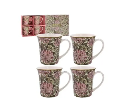 Buy William Morris Mugs Set Of 4 Honeysuckle Tea Coffee Cups Gift Boxed • 18.99£