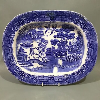 Buy Vintage Blue & White China Willow Pattern Meat Dish / Platter • 34.95£