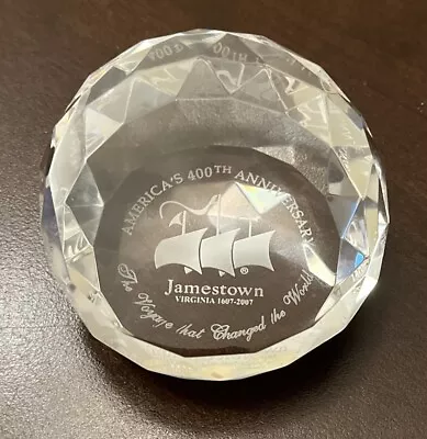 Buy America’s 400th Anniversary Jamestown 1607-2007 Clear Glass Paperweight 3.5” • 22.17£