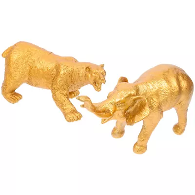 Buy  2 Pcs Gold Animal Ornaments Plastic Child Household Animals Decor • 14.39£