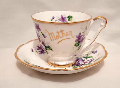 Buy Vtg  Mother  Princess Anne Fine Bone China England Purple Floral Teacup Saucer • 22.77£