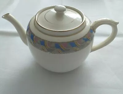 Buy Vintage Gibsons Staffordshire Tea Pot Cream With Band Of Pattern And Gold Trim • 19.60£