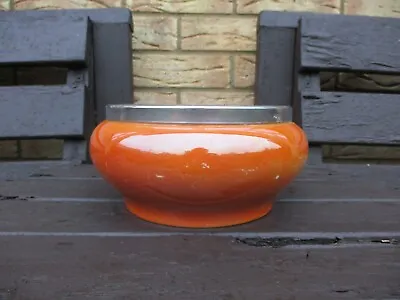 Buy Moorcroft   Pottery  .large  Orange Luster Metal Rim Bowl A/f • 20£