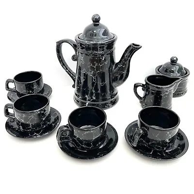 Buy Bennington Potters Black Agate Tea Set Vintage • 60£