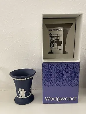 Buy Wedgwood Jasperware Vtg Portland Blue Vase Original Box 1974 And Text Insert. • 24£