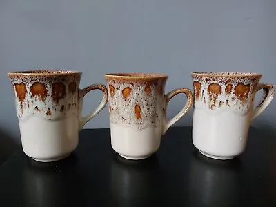 Buy FOSTERS POTTERY Redruth 3 Honeycomb Mugs Light Brown VGC Cornwall • 12£