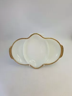 Buy Vtg Anchor Hocking Fire King Ware USA Milk Glass Hor D'oeuvres Snack Dish Tray • 17.99£