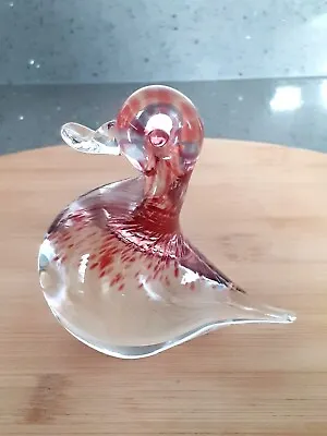 Buy Good Vintage Wedgwood Pink Speckled And Clear Art Glass Duck Paperweight • 2.20£