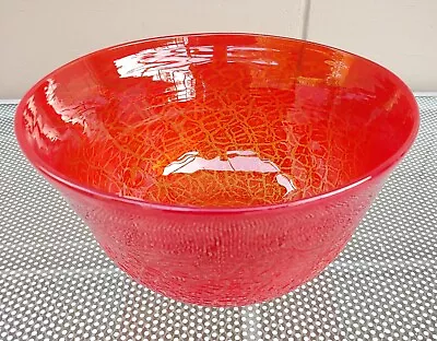 Buy Monart? Cloisonne Glass Bowl 9  Red Art Glass Hand-Blown Vintage • 86.73£