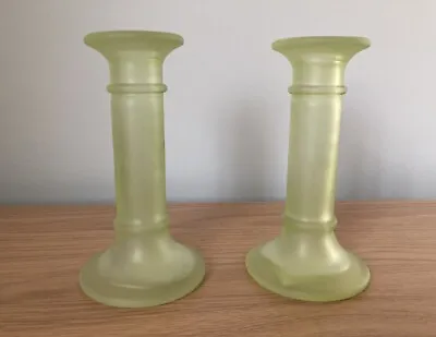 Buy 2 Green Glass Taper Dinner Candle Sticks Holder Easter Spring Decor Candlesticks • 12£