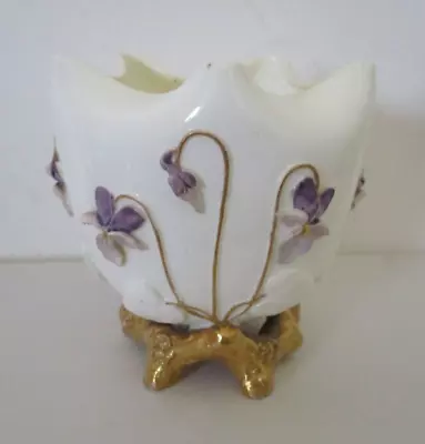 Buy Antique Moore Brothers Small Porcelain Vase C. 1880s Raised Voilet Motif • 55£