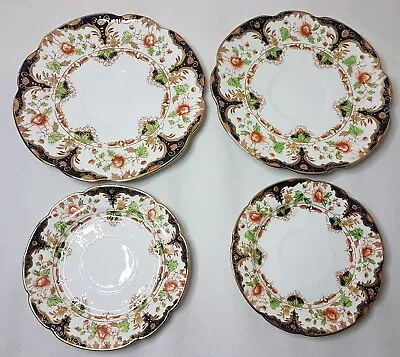 Buy Duchess China Plates 2 Large 2 Small Roses  Vintage Black Blue Green Gold Trim • 9.81£