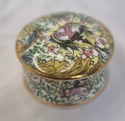 Buy William Morris Fine Bone China Round Trinket Box Yellow Floral Art Nouveau • 40£
