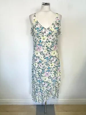 Buy New Mint Velvet Gemma Floral Print Lace Up Back Midi Dress Size 14 Rrp £129.00 • 70£