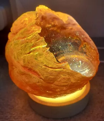 Buy MCM 70's Orange Glass Flame Sculpture Scandinavian Art Glass Crystal Faceted • 85£