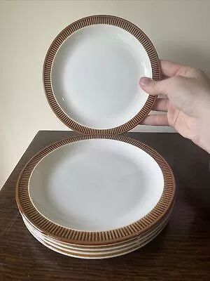 Buy Poole Pottery - Chestnut Brown - Small Lunch Salad Plates X5 Retro Design 18.4cm • 15£