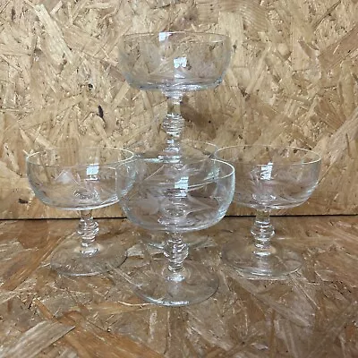 Buy 5 Vintage Cut Crystal Glass Fruit Ice Cream Footed Bowl Dish Prawn Cocktail • 7.99£