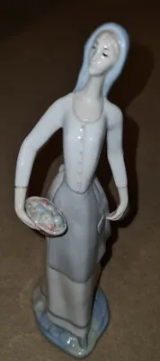 Buy Lladro Style Miquel Requena Figurine, Spanish Porcelain Lady With Fruit Basket • 30£