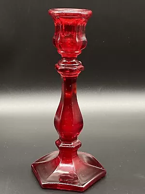 Buy Vintage Mid Century Mosser USA Red Glass Taper Candleholder Candlestick • 38.36£