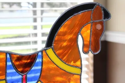 Buy Vintage Leaded? Stained Glass Horse Sun Catcher For Window Sill 11”x 9.5” • 15.81£