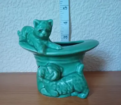 Buy Sylvac Green Top Hat Vase Planter Flower Pot Dog Kitten 1484 • 11.99£
