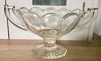 Buy Vintage Large And Heavy Davidson Glass Chippendale 2 Handle Trophy Vase • 10£