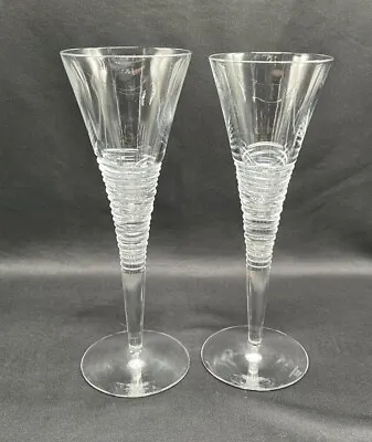 Buy A Pair (2) Jasper Conran Stuart Crystal AURA Pattern Crystal Champagne Flutes • 71.04£