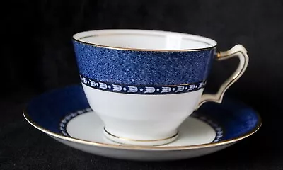 Buy Antique Crown Staffordshire White & Blue / Gold Trim China Teacup & Saucer C1906 • 6£