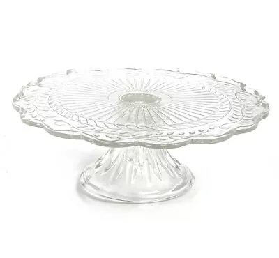 Buy Glass Cake Stand Vintage Cut Glass Cake Stand Pressed Glass 10  Diameter VGC • 16£