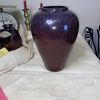 Buy Vintage MCM Shelf Concept Vase Studio Stoneware Organic Glossy-Glazed Red Large • 20£