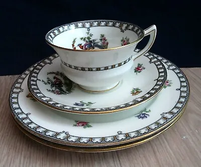 Buy Antique Aynsley Bone China Cup Saucer 2 Plates Bird Collectible Pottery England • 21£
