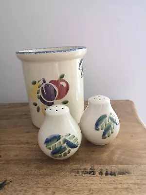 Buy Poole Dorset Fruits Hand Painted Utensils Pot And Salt And Pepper Shakers • 8.99£