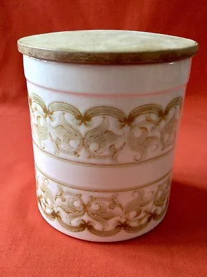 Buy Hornsea Pottery Rare Scroll Motif Vintage Ceramic Wooden Lidded Canister 142mm. • 12.99£