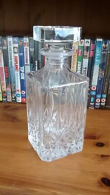 Buy Vintage Cut Glass Crystal Square Whisky  Decanter With Stopper • 10.99£