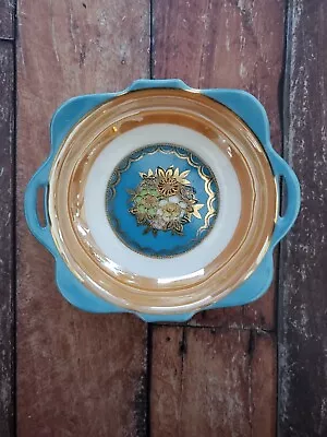 Buy Antique Japanese Noritake Hand Decorated Gilded Bowl Floral Design Coral Glaze • 3£