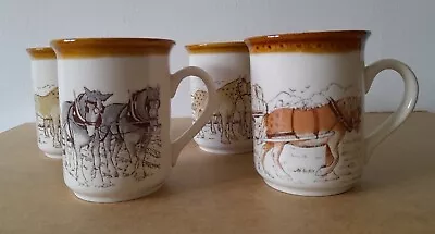 Buy Biltons Pottery Mugs - Heavy Working Horse / Clydesdale - Set Of Four - Vintage • 22.99£