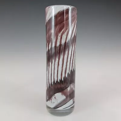 Buy SIGNED Mtarfa Purple & White Glass Cylinder Vase • 35£