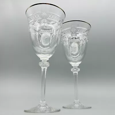 Buy Royal Doulton Wellesley Platinum 7-5/8” Wine Glasses (2) Signed Discontinued VTG • 96.50£
