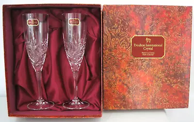 Buy 2x Royal Doulton Crystal Hellene Champagne Flutes- Boxed/Labelled/Unused/New • 40£