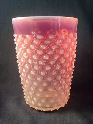 Buy Bohemian Czech Pink Opalescent  Hobnail Vase • 38.06£