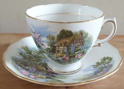 Buy Vintage Royal Vale Bone China   Country Cottage  Tea Cup & Saucer  • 10.99£