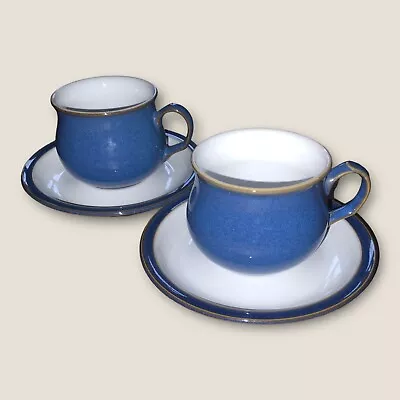 Buy Denby Imperial Blue 2x Tea Cups & Saucers Rarely Used First Quality Excellent • 12£