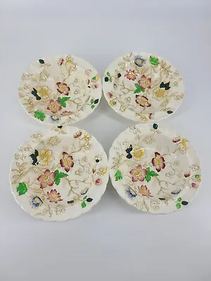 Buy Vtg Antique Set Of 4 Dorchester Burleigh Ware Swirl Jacobean Floral Berry Bowls • 20.77£
