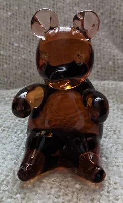 Buy Vintage  Wedgewood Amber Art Glass Teddy Bear Figurine Paper Weight - 13cm Tall • 10£