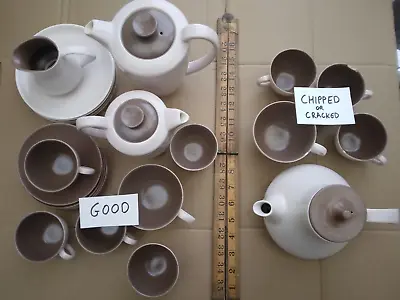 Buy Poole Pottery Mushroom & Sepia Tea Set Service Cups Saucers Coffee Pot Teapot • 25£