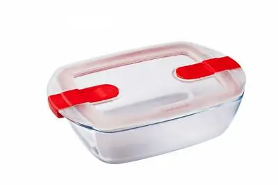 Buy Pyrex Classic  Rectangular Glass Dish With Vented Lid 1.1L - Red • 13.39£