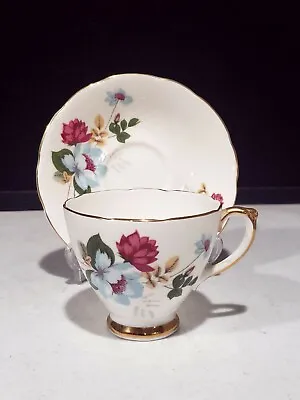 Buy VTG Delphine Bone China Teacup & Saucer Made In England WILDFLOWERS Gold Trim • 15.66£
