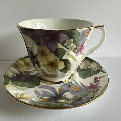 Buy Duchess Bone China Tea Cup & Saucer Florals, Gold Trim • 24.08£